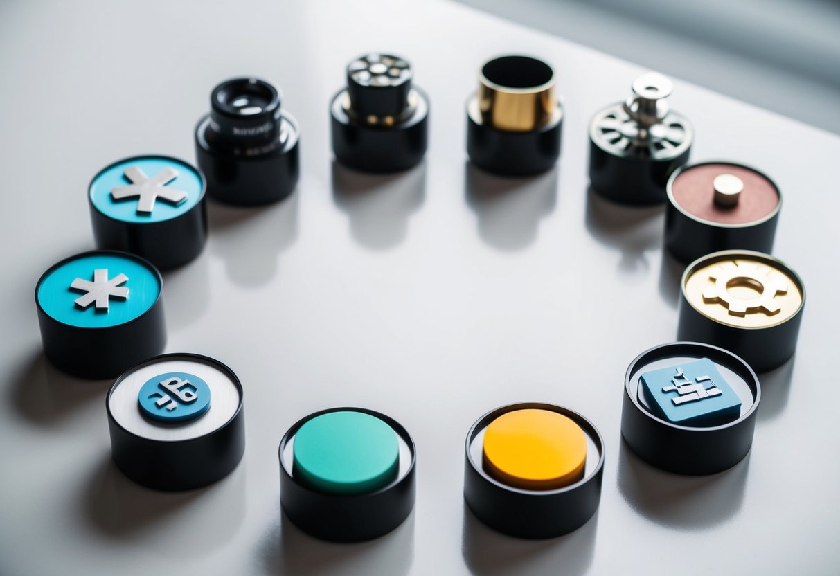 Un grupo de objetos dispuestos en un círculo, con cada objeto representando un elemento o concepto diferente