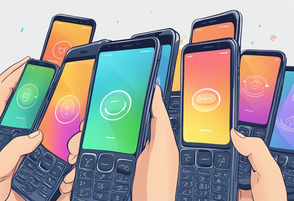 Un teléfono con múltiples notificaciones de llamadas perdidas, un dedo presionando botones para activarlas, verlas y cancelarlas.