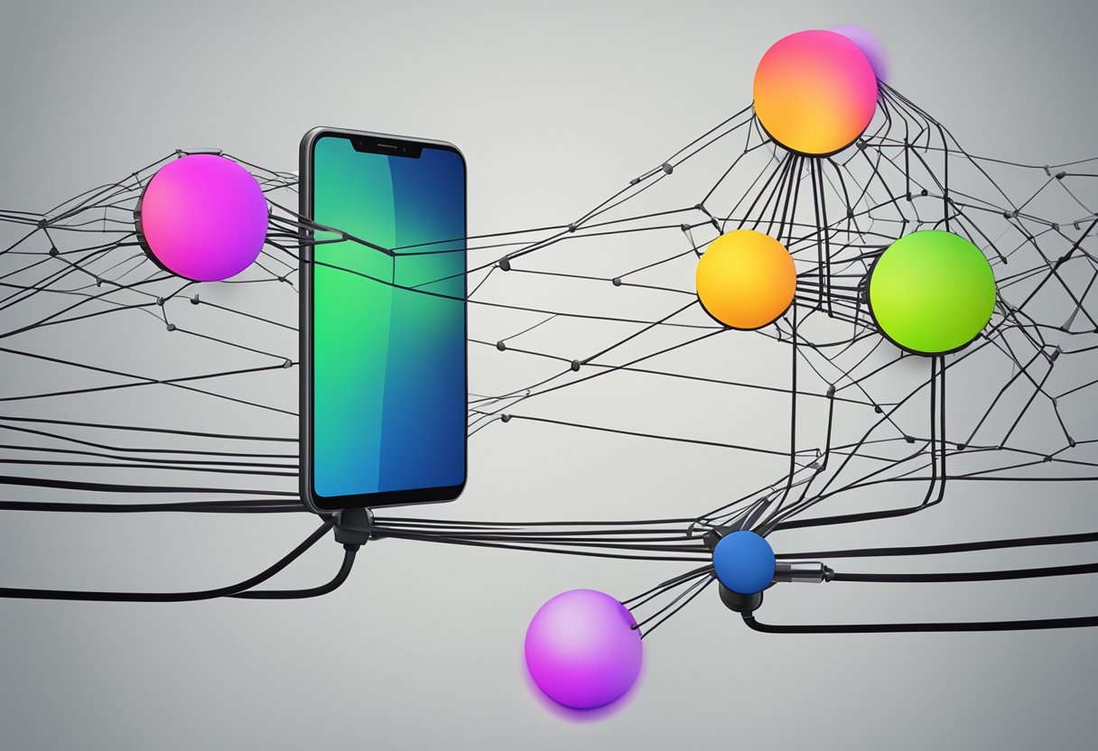 Un teléfono que se transfiere entre dos redes, con la señal de una red desvaneciéndose a medida que la señal de la otra red se fortalece.